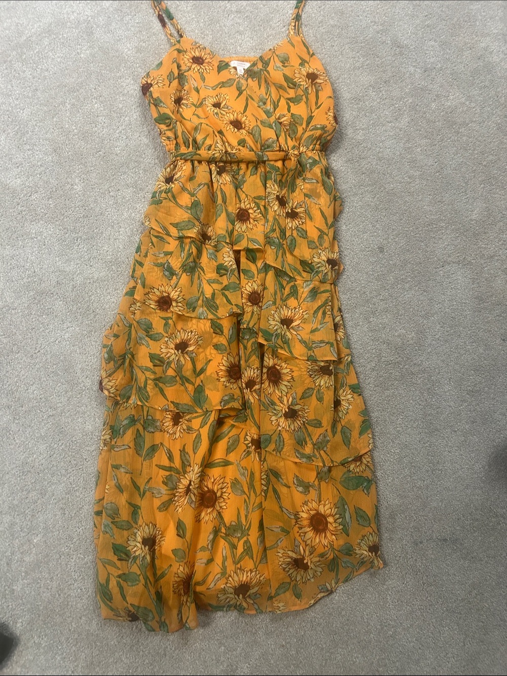 LC Lauren Conrad Mustard Yellow Floral Wrap Top